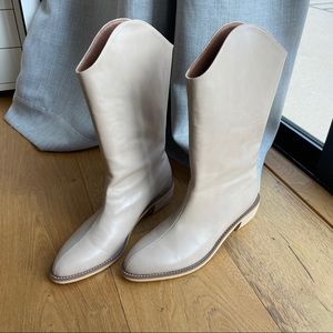 Stone/beige colored minimal vegan cowboy boots